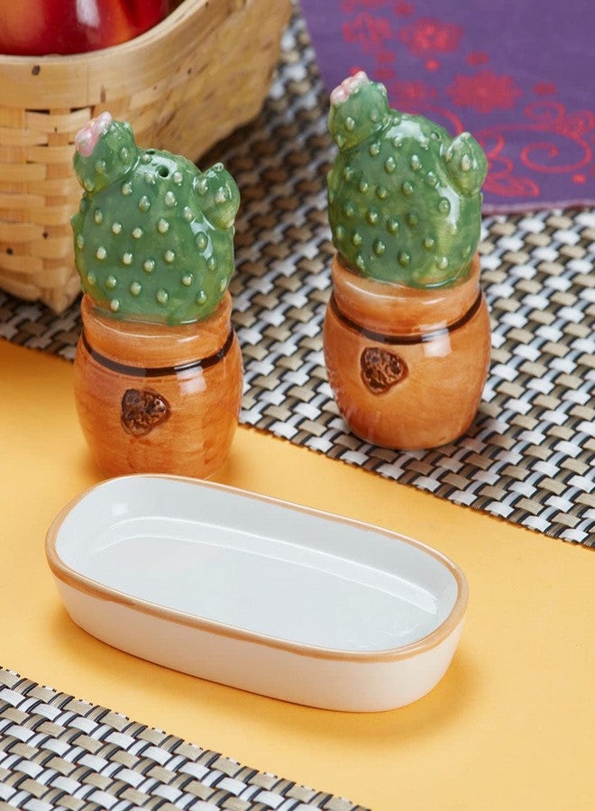 Kookee Ceramic Salt and Pepper Shakers Set with Tray - Elegant Namak Dani, Spice Sprinkler & Dispenser for Dining Table, Kitchen & Restaurant Use (9983) - Image 4